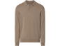 Herren Langarm-Poloshirt aus hellbraunem Strick mit Dreiknopfleiste.