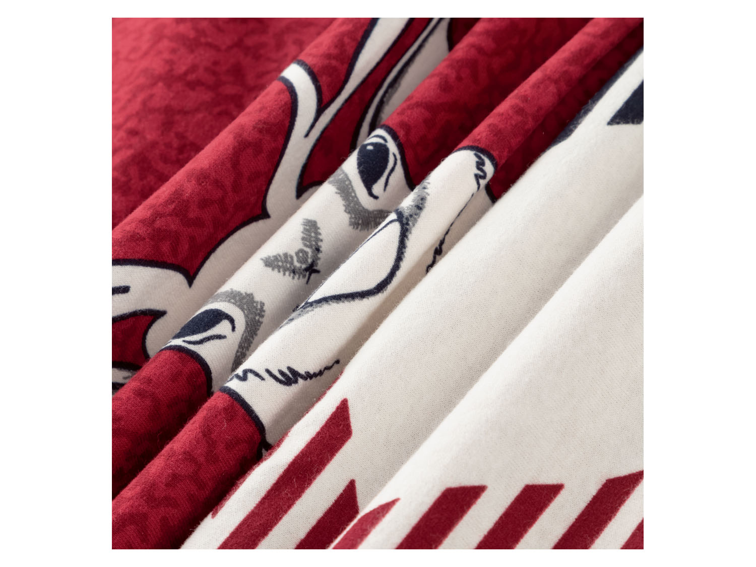 Thumbnail - LIVARNO home Winter Jersey Bettwäsche, 155 x 220 cm (Rentier/rot)