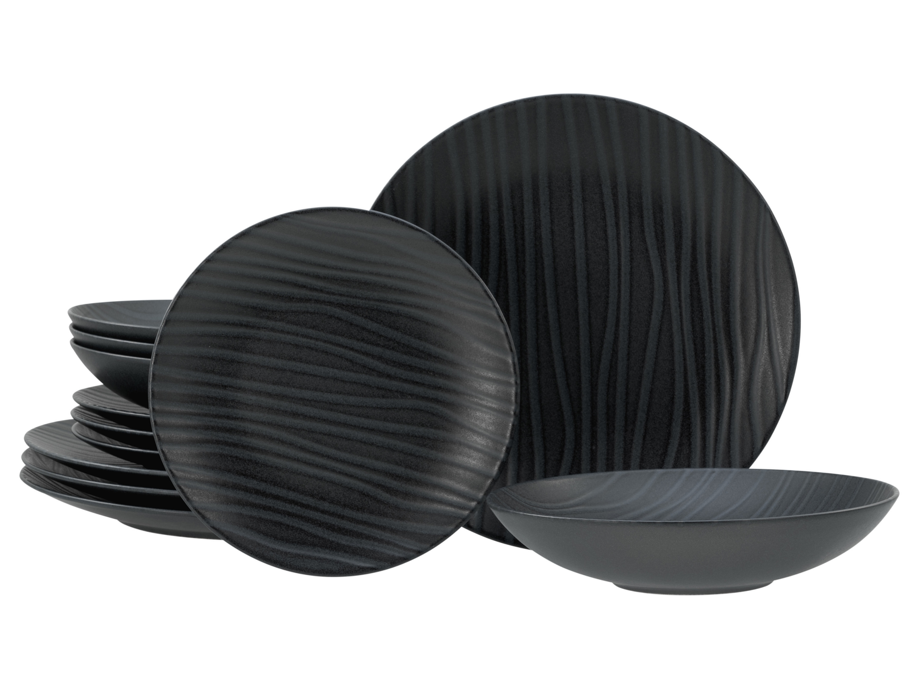 CREATABLE Kombiservice »Waves Black«, 12-teilig""