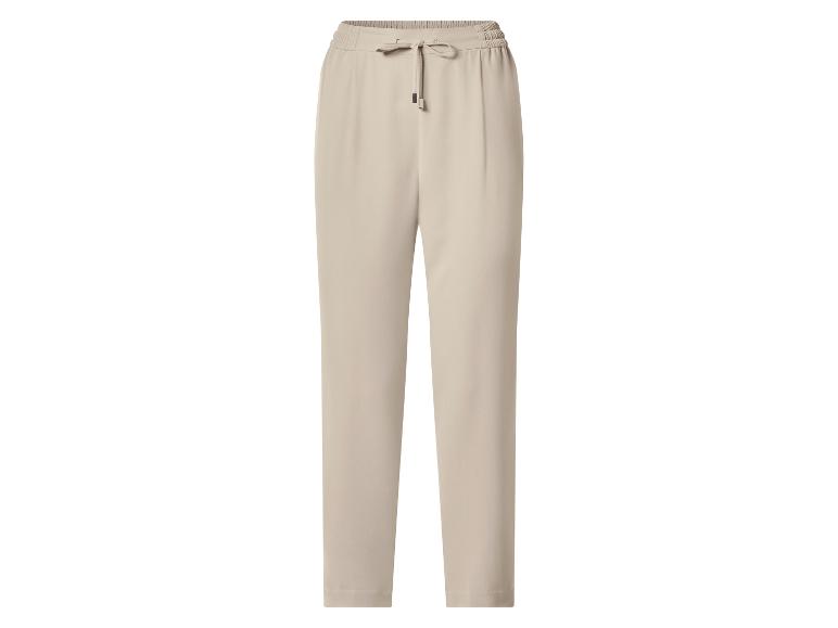 Beige Damenhose mit elastischem Bund und Kordelzug