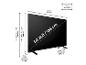 Maße eines 50-Zoll-Fernsehers (126 cm) mit und ohne Standfuß, sowie VESA 200x200.