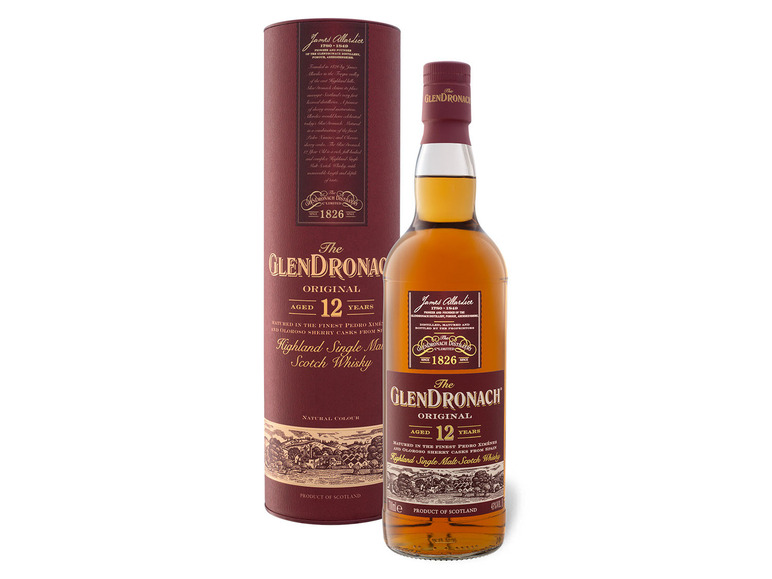 Whisky Geschenkbox 12 Single Highland 43% Vol Malt Glendronach mit Jahre Scotch