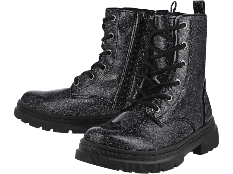 Schwarze glitzernde Schnürstiefel für Kinder