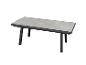 Ausziehbarer Tisch mit Beton-Optik und schwarzen Beinen.