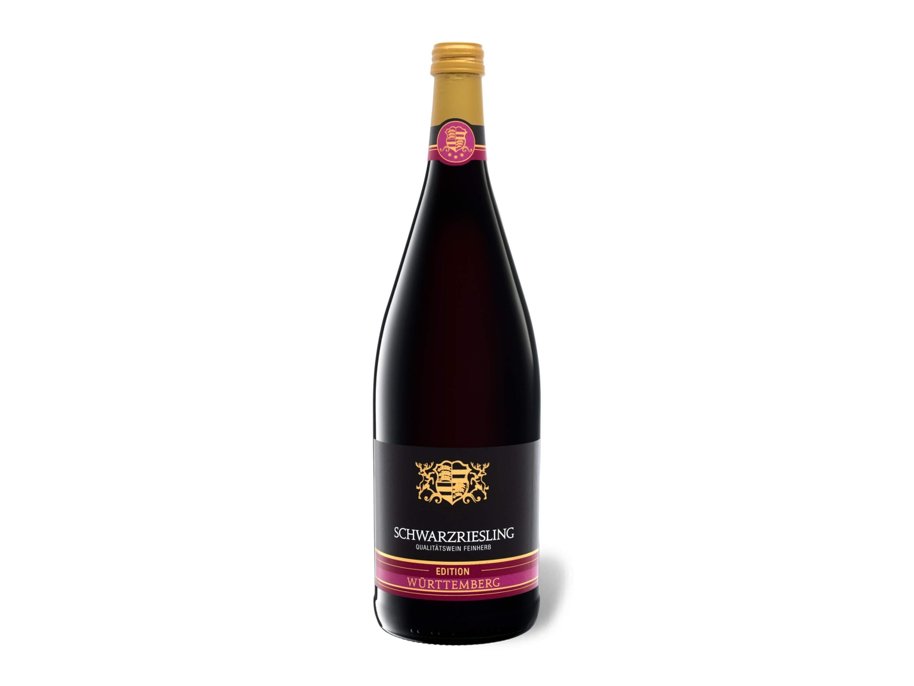 Lidl Wein-Angebot - Edition Württemberg Schwarzriesling QbA lieblich, Literflasche, Rotwein 2023
