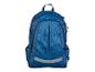 Blauer Schulrucksack mit Muster.