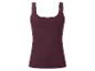 Damen-Ripp-Tanktop mit Spitzenbesatz in Auberginenfarbe.