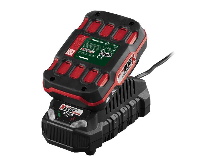 Akkuladegerät mit angeschlossenem 20V-Akku zum Laden