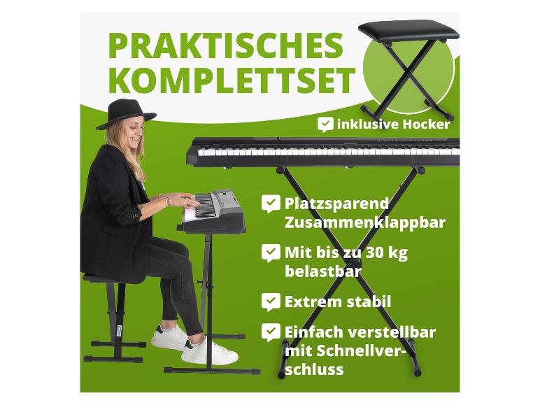 Praktisches komplettes Digitalpiano-Set mit Hocker, faltbar und verstellbar.