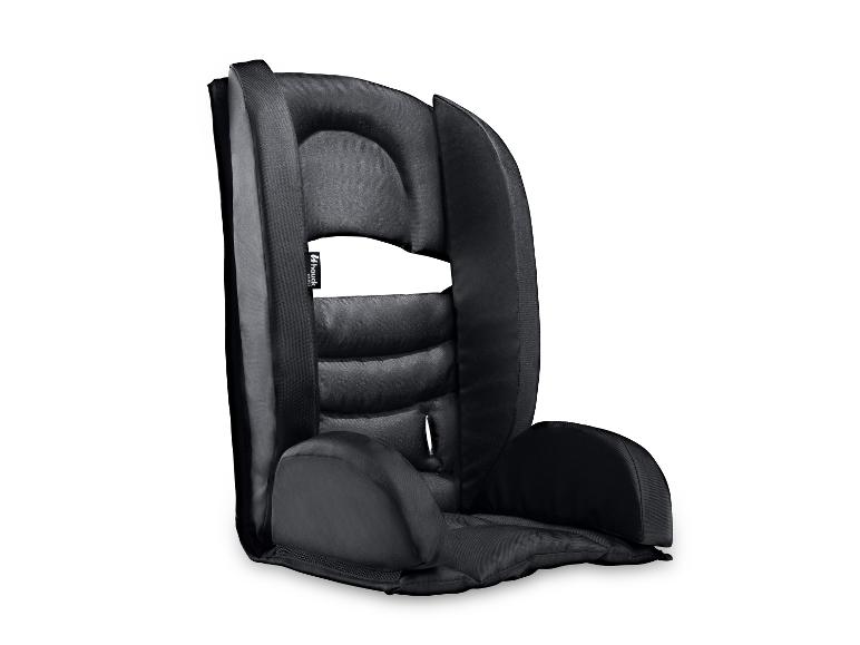 Schwarzer Hauck Kindersitzbezug mit gepolsterter Kopfstütze und Sitzfläche.