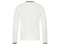 Weißer Pullover mit schwarzen Details.