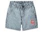Hellblaue Jeans-Shorts mit Gummizug und Cartoon-Hunde-Patch