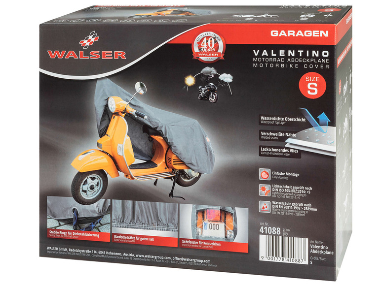 Gehe zu Vollbildansicht: WALSER Motorradabdeckplane Scooter grau Größe S PVC - 185 x 90 x 110 cm - Bild 8