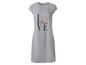 Graues T-Shirt-Kleid mit 'LOVE'-Aufdruck und Leopardenmuster.