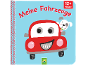 Kinderbuch mit rotem Auto und Hund, Aufschrift „Meine Fahrzeuge“, 12+ Monate.