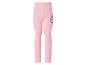 Rosa Kinderleggings mit Cartoon-Figur und Blumendruck.