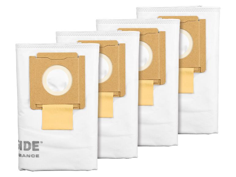 Weiße Staubsaugerfilterbeutel mit braunen Kartonlaschen, Marke PARKSIDE PERFORMANCE