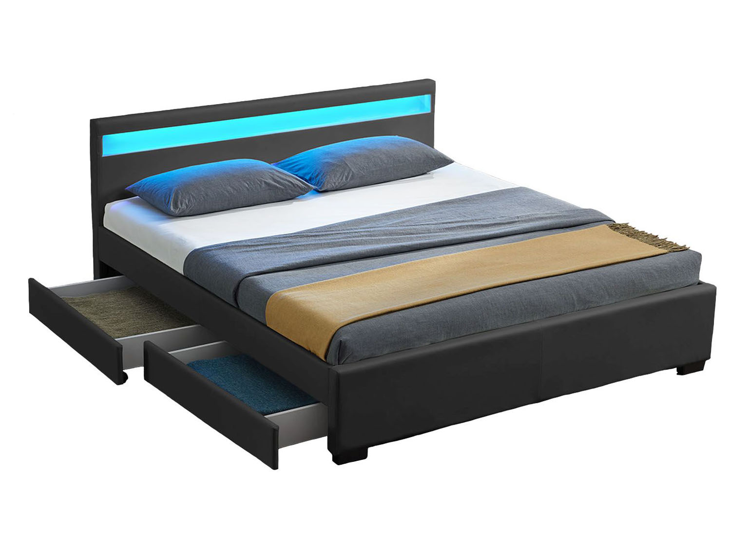 Thumbnail - Juskys Polsterbett Lyon (Dunkelgrau, 140x200cm)