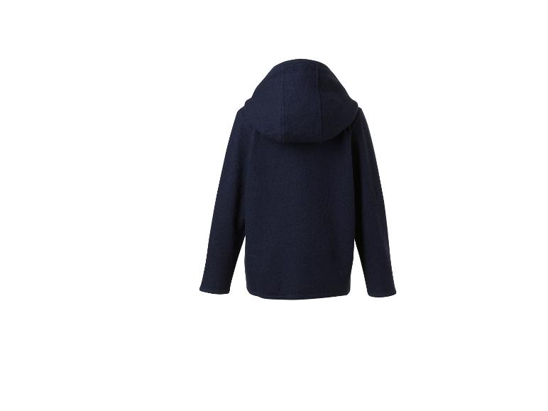 Dunkelblaue Kapuzenjacke, Rückansicht.
