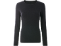 Schwarzes Langarmshirt mit Rundhalsausschnitt.