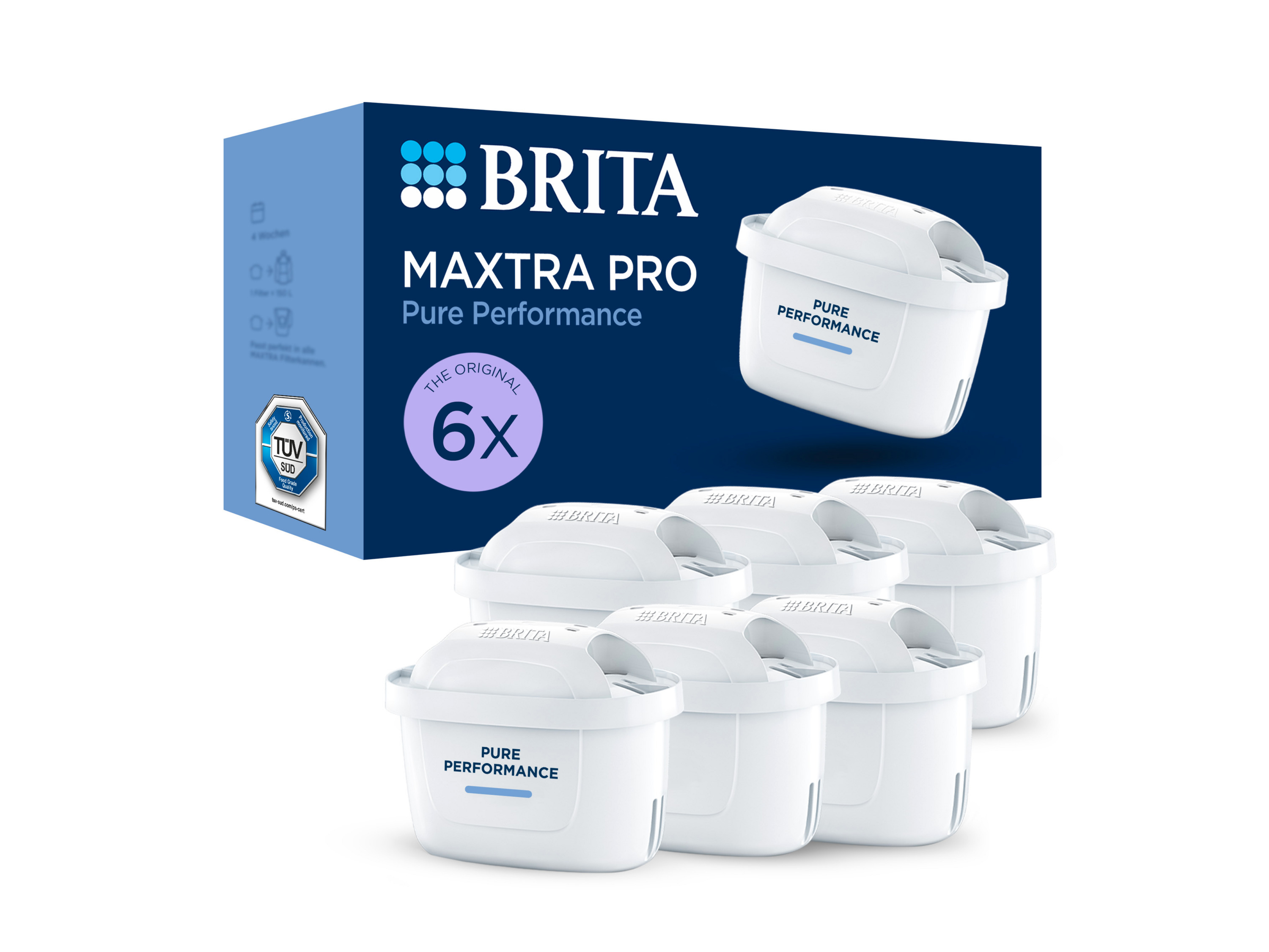 BRITA Wasserfilter-Ersatzkartusche MAXTRA PRO Pure Performance (6er Pack (Halbjahresvorrat))