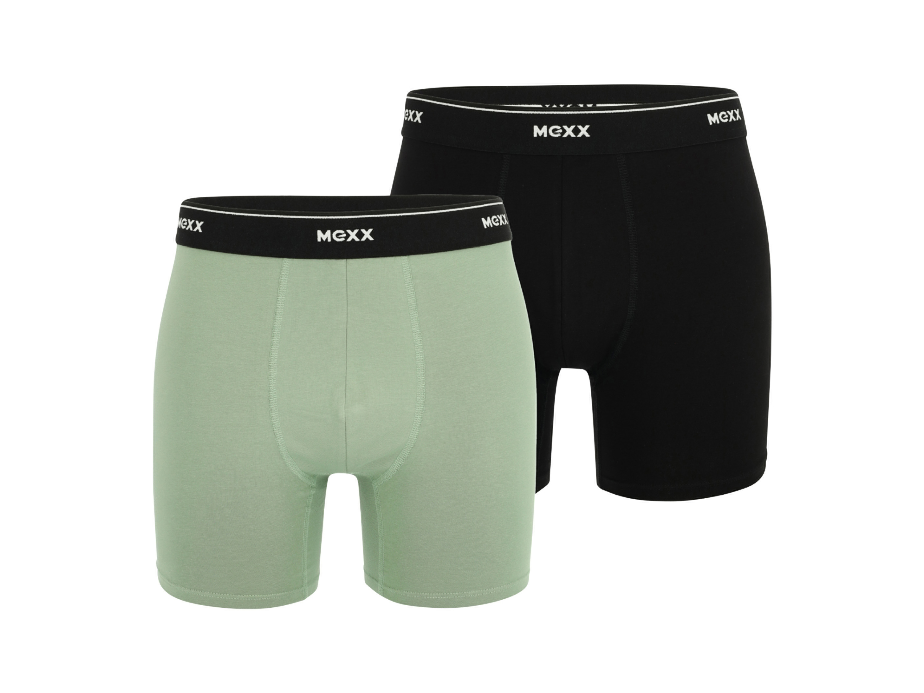 MEXX Herren Boxershorts, 2 Stück (Schwarz/Grün, L)