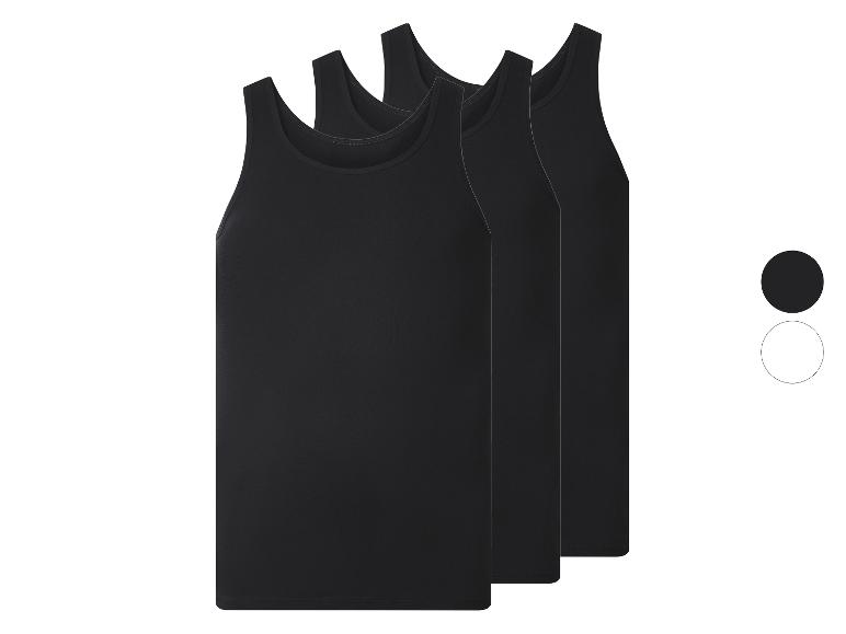 Dreierpack schwarzer Herren-Tanktops, mit schwarzen und weißen Farboptionen.