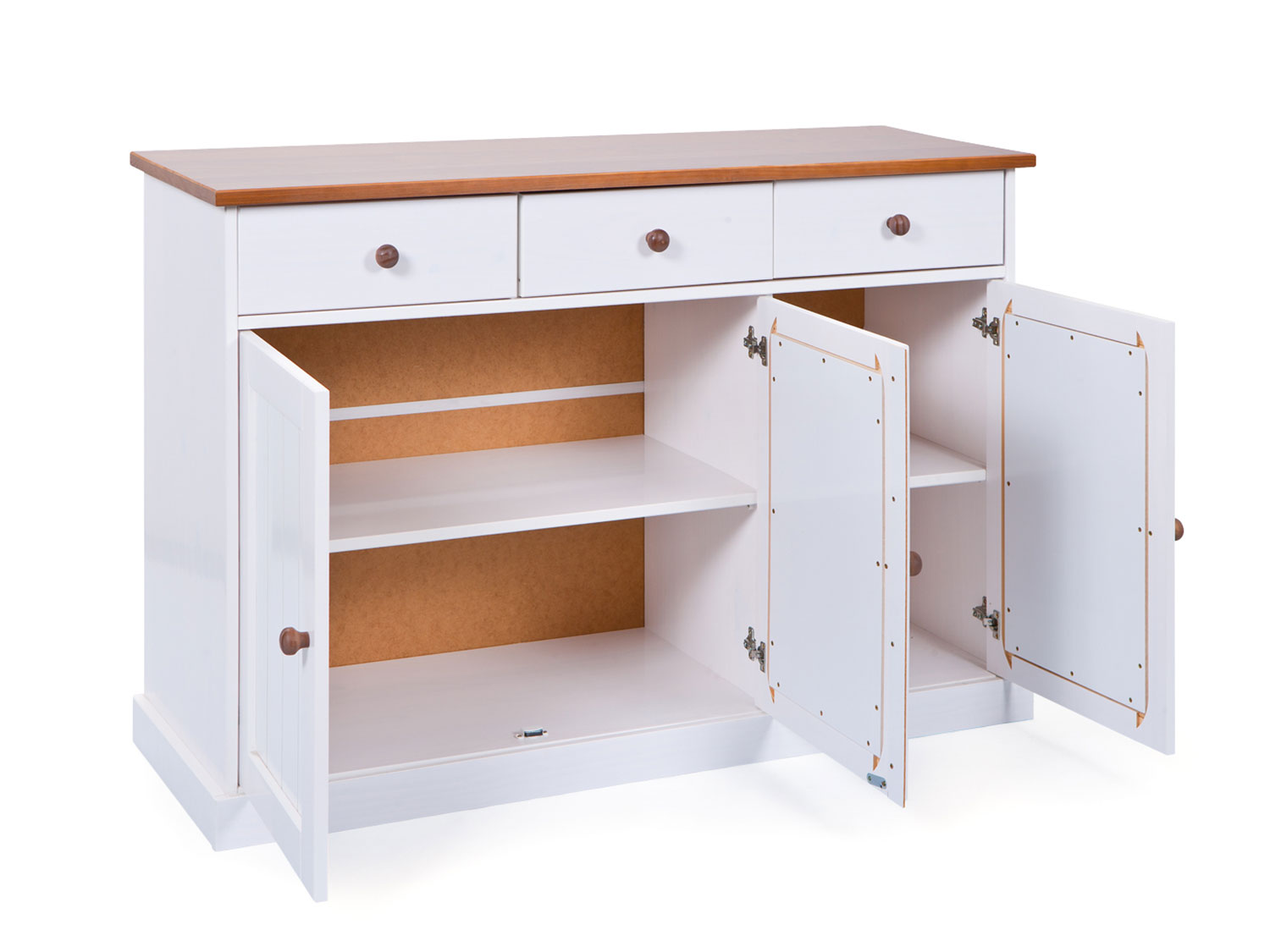 Thumbnail - Inter Link Buffet/Kommode Westerland (Mit 3 Schubladen & 3 Drehtüren, weiß, sepia/braun)