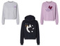 Drei Disney-Sweatshirts: Mickey Mouse, Donald Duck und Minnie Mouse.