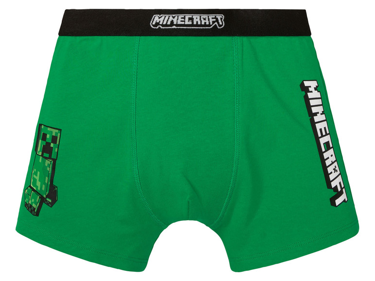 Grüne Minecraft Boxershorts mit Creeper-Druck.