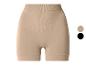 Damen-Shapewear-Shorts mit hoher Taille in Beige mit gerippten Details.