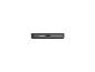 Schwarze Powerbank mit IN/OUT-Anschluss und vier Ladeanzeigen.