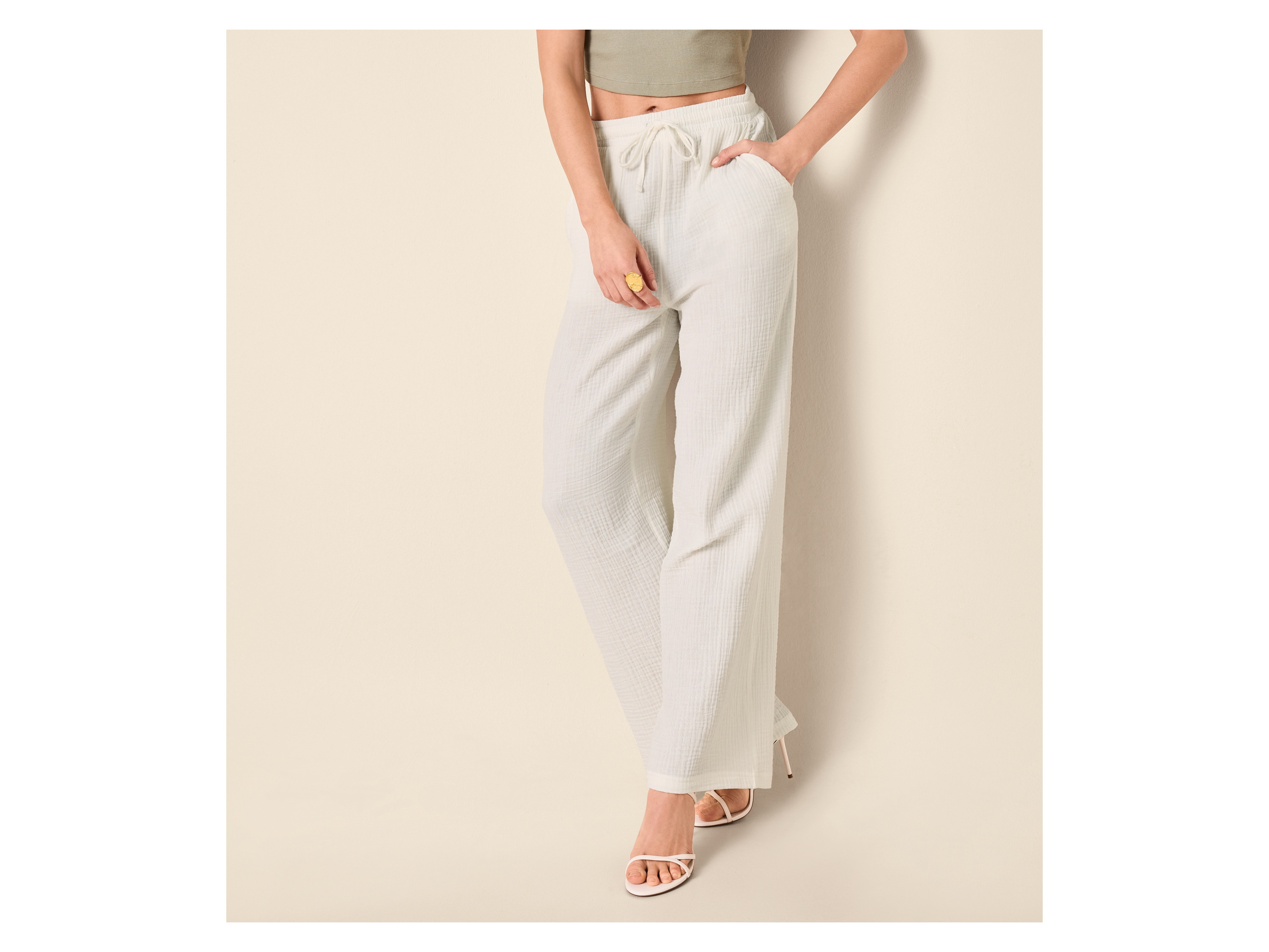 ESMARA® Damen Musselin-Hose (Weiß, M(40/42)) – Bild 2 von 4