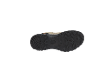 Sohle eines beige-schwarzen Wanderschuhs mit robustem Profil.