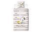 Snoopy Kinderbettwäsche mit Streifen.