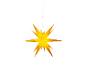 Gelber 18-zackiger Weihnachtsstern, der an einem weißen Kabel hängt