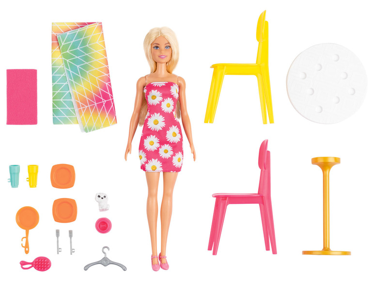 Gehe zu Vollbildansicht: Barbie Ferienhaus, mit Möbeln und Puppe, tragbar - Bild 4