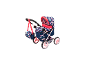 Puppenwagen Trendy Unicorn Cosatto mit Einhorn- und Regenbogenmuster, passender Tasche