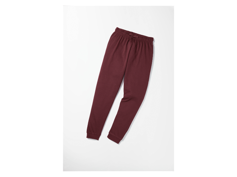 Bordeaux Jogginghose auf weißem Hintergrund.