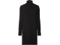 Schwarzes Strickkleid mit Rollkragen und langen Ärmeln, Rückansicht.