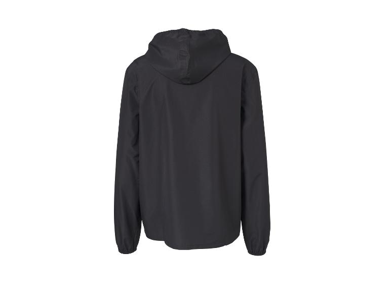 Schwarze Kapuzenjacke, Rückansicht.