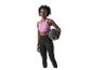 Frau in pinkem Sport-BH und schwarzen Leggings mit einem Medizinball.