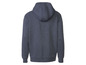 Dunkelblaue Kapuzenjacke.