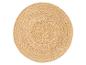 Runder Jute-Teppich mit gewebter Textur.
