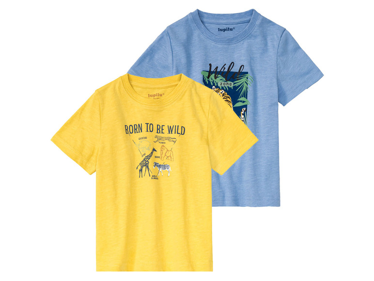 Gehe zu Vollbildansicht: LUPILU® Kleinkinder Jungen T-Shirts, 2 Stück, mit Rundhalsausschnitt - Bild 2
