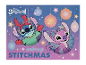 Weihnachts-Adventskalender mit zwei Zeichentrickfiguren und dem Text „Merry Stitchmas“.
