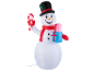 Aufblasbarer Weihnachtsschneemann mit Zuckerstange und Geschenk