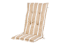 Beige gestreiftes Stuhlkissen.
