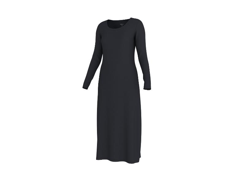 Dunkelblaues, langärmeliges Midikleid mit Rundhalsausschnitt
