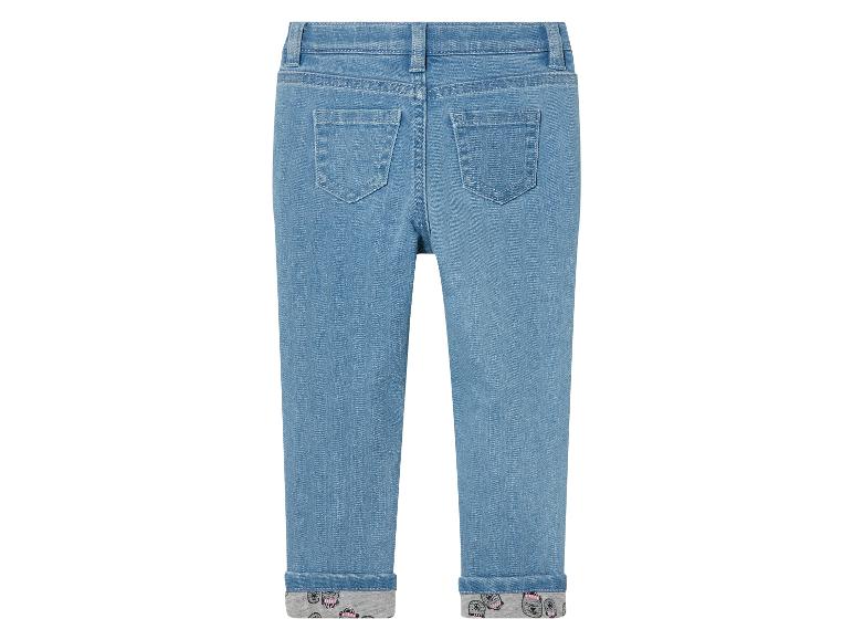Blaue Jeans für Mädchen mit Bären-Druck am Saum.
